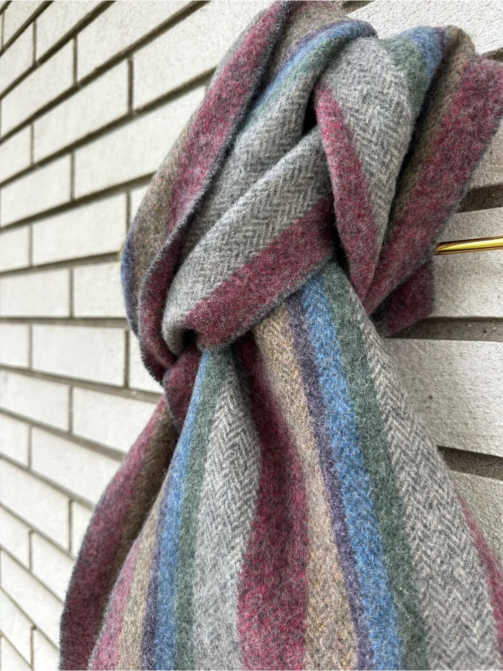 Aran Sweater Market Ireland Lambswool Herringbone Striped Scarf Fringe
